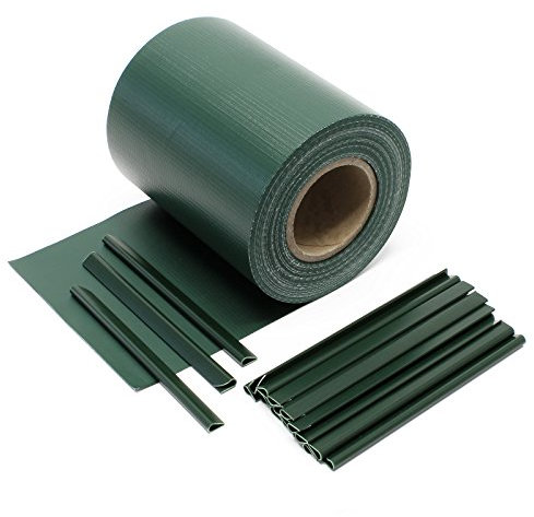 WilTec Cinta protección Vallas, Verde 35mx19cm, PVC 450g/m², con 20 Clips Lámina privacidad