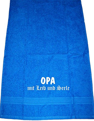 ShirtShop-Saar Opa mit Leib und Seele; Handtuch, Royalblau