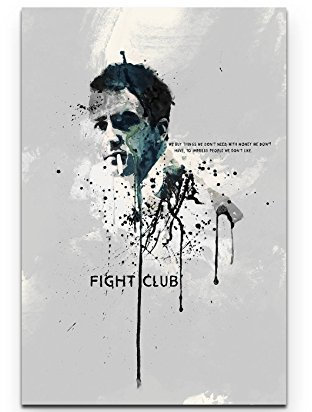 Sinus Art Fight-Club 90x60cm auf Leinwand gespannt, Wandbild, Wanddeko, Wohnzimmer, abstrakt, Ölmalerei, Tyler Durden, gerahmt