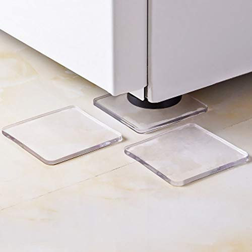 QOONESTL Universelle Anti-Vibrations-Fußpolster, Silikon, rutschfeste Matte für alle Waschmaschinen, 4 Stück (transparent)