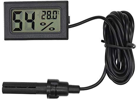 Eidyer Termometro digitale Igrometro, LCD Digitale Embedded Termometro Igrometro, Mini sonda incorporata di umidità per incubatore di rettili Acquario di pollame Salone dell'ufficio -Nero