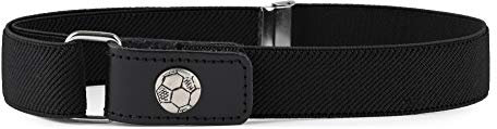 Ladeheid Jungen Gürtel Elastik-Gürtel 1-6 Jahre 34-65 cm P15S (Schwarz/Ball)