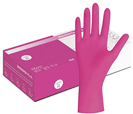 Herrmann Nitrilhandschuhe Magenta/Pink in Größe L | 100 Stück | Einweghandschuh in praktischer Spenderbox | Ideal für Hygienebereiche - wie Kosmetik, Lebensmittel UVM. | latexfrei
