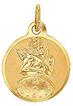 Jouailla Medaille Engel mit Uhr aus Gold 750/1000 (305062)