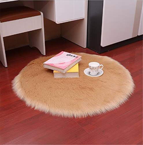 Hava Kolari Lammfell Faux Teppich Schaffell Lammfellimitat Nachahmung Longhair Bettvorleger Fell Wolle Vorleger oder Matte für Stuhl Sofa (60cm,Hellbraun)