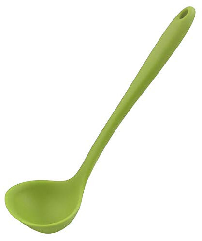 sourcing map Silicone Soup Ladle Spoon 11.6 Inch Length Heat Resistant to 450°F One Piece Design Restaurant Kitchen Cooking Utensil for Serving Soup Light Green