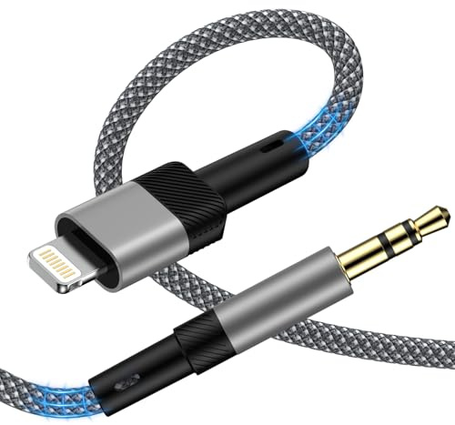 Câble Audio Auxiliaire Voiture pour iPhone 14 Pro Max[Certifié MFi]Auxiliaire Voiture Jack 3,5mm Stéréo Mâle Compatible iPhone 14/13/12/11 Pro Max/Pro/8/8Plus/7 Plus/X/XR pour Casque/Enceinte,1M