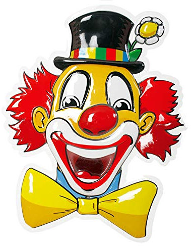NET TOYS Lustige Wanddeko Lachender Clown 50 cm - Originelle Party-Dekoration Harlekin Raumdeko - Genau richtig für Fasching & Karneval