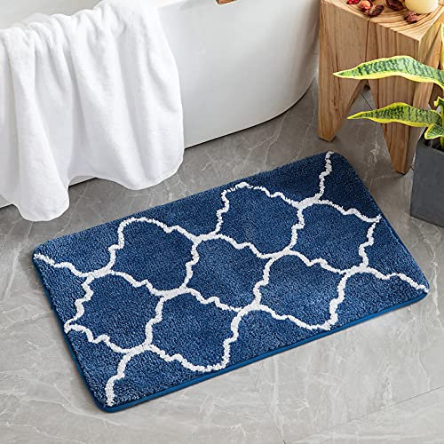 MIULEE Badematte rutschfest Badteppich Waschbar Badvorleger Badzimmermatte Weich Mikrofaser Duschvorleger Fußmatte Dekorativ Teppich Marokko Badezimmerteppich Badezimmer Wohnzimmer 60x90cm Dunkelblau