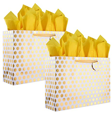 Extra große Geschenktüten mit Seidenpapier für Muttertag, Geburtstag, 41,9 cm, 2 Stück