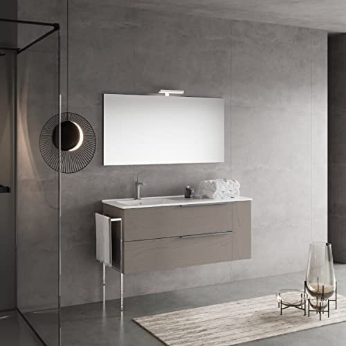 BADEZIMMERSCHRANK MIT WASCHBECKEN Links 120CM HOLZOPTIK GRAUE ESCHE | New York