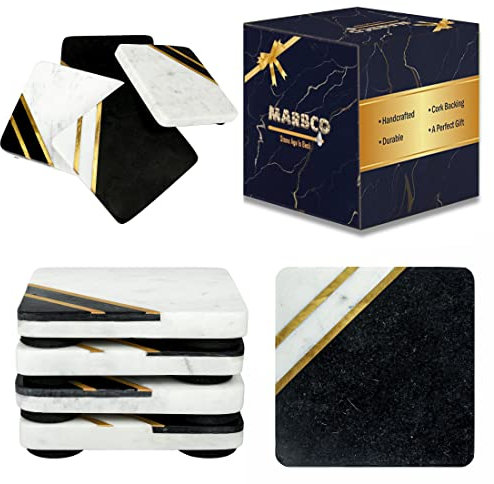 Marbco Handgefertigte Untersetzer für Getränke, 10,2 cm breit, Thirsty Stone Bar, Getränkeuntersetzer