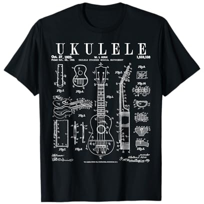 Ukulele Musikinstrument Ukulele Vintage Patent Zeichnung Druck T-Shirt