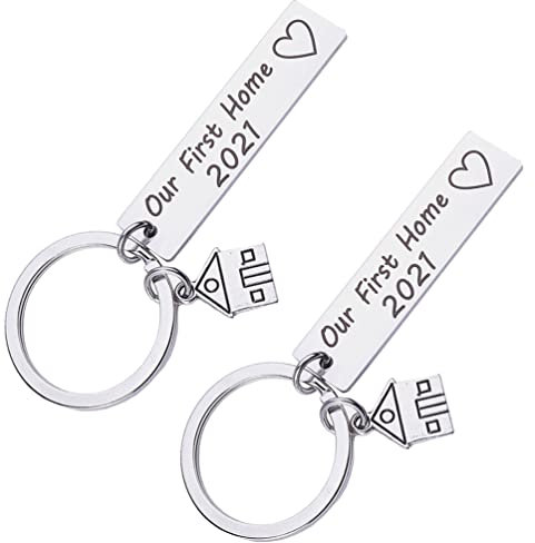 PRETYZOOM 2st Schlüsselanhänger Zum Einzug Neues Hausgeschenk 2021 Hausbesitzer Geschenk Erste Schlüsselbundpaare Zu Hause Erstes Hausgeschenk 2021 Etikett Hölzern Liebhaber Haushalt