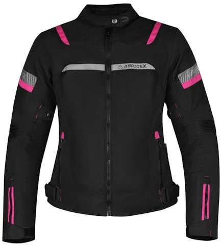 ASPIDEX GIUBBOTTO MOTO DONNA CON PROTEZIONI OMOLOGATE SUPER ESTIVA (S, rosa)