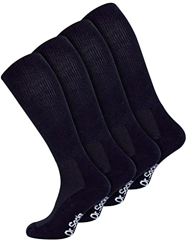 Dr.Socks Diabetiker Kniestrümpfe in Weiß & Schwarz Extra Breit Ohne Gummibund Socken für Herren & Damen