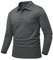 Rdruko Golf Shirt Long Sleeve Men Smart Casual Breathable Button Neck T Shirts Wicking Quick Dry Polyester Work Tops with Pocket Dark Grey 3XL