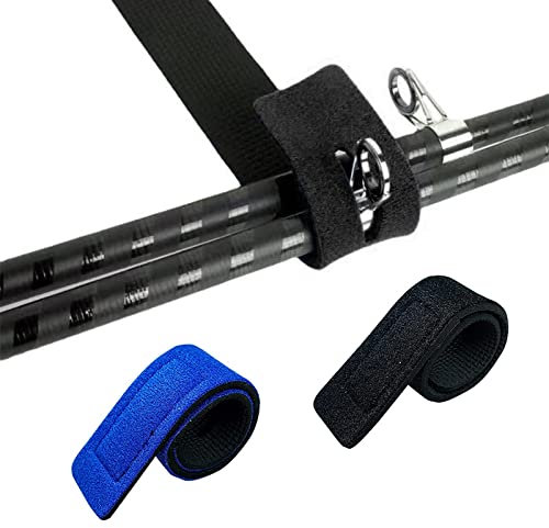 Cosswe 10 Stück Angelrute Gürtel,Elastische Gurte Angelrutenriemen Klettband Gurt Angel Rutenbänder Klettbänder Mit Schnalle Band Rutenschutz Rutensocke Hülse für Angelruten Halter