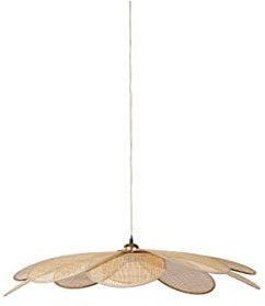 Ostaria 36192 - Plafonnier en bambou, Suspension Grande Margaux en bambou - diamètre 90 cm - couleur naturelle - Plafonnier d'intérieur E27 pour salle à manger, salon, chambre