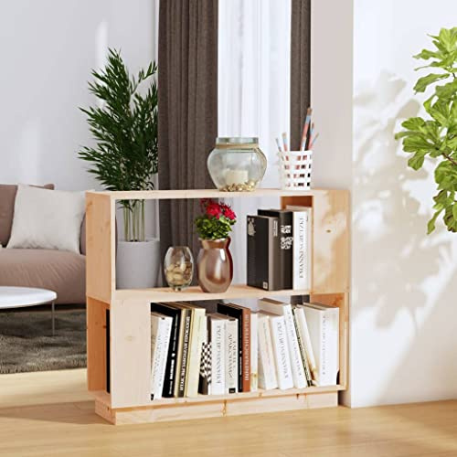 Higsose Bücherregal/Raumteiler Massivholz Kiefer Standregal Holz Offenes Regal Vielseitige Regal Vitrinenschrank Wohnzimmer Möbel Raumteiler Holz Möbel für Arbeitszimmer 80x25x70 cm