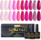 INPING UV Nagellack Set, 10 Farben Anny Gel Nagellack Rosa Glitzer Farbgel für Gelnägel, Soak-Off UV Gel Polish Geeignet für Anfänger Kunst Salon DIY,8ML