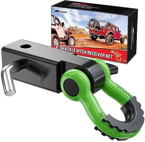 Nilight Schäkelkupplungsempfänger, 5,1 cm, 20,411 kg, Bruchfestigkeit, 1,9 cm D-Ring-Schäkel mit Anhängerkupplungsstift, strapazierfähig, solides Abschleppset für LKW, Jeeps, Off-Road-Gelände