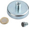 2 x Ferrit Flachgreifer Ø 63,0 mm x 14,0 mm mit Gewindebuchse M8 x 15 mm - hält 35,0 kg - 2 Stück - Topfmagnete mit Gewinde-Buchse (Innengewinde)