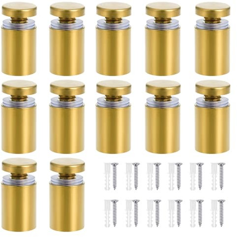 Faankiton 12PCS Vis d'écartement, Vis Publicitaires, Entretoises en Verre, Clous Publicitaires, Muraux Entretoises, Acier Inoxydable Publicité Vis, Montage Panneau Support Acrylique (19x30mm)