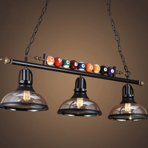 Vintage Hängeleuchte Billardlampe Kronleuchter Hall Billardtisch 3-Licht Hängend Kücheninsel Industrieller Pendelleuchte Retro Deckenleuchte Billardtisch Esstisch Restaurant Bar Leuchter Pendellampe