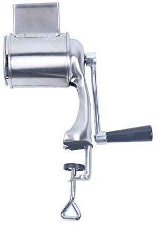 Manuelle Kartoffelreibe,Edelstahl Gemüsehobel, schneider Manuelle Trommelschneider,Reibemaschine Küchenmaschine mit 5 Trommeln Reiben,Küche,einfach zu bedienen,Silber,10 * 24cm