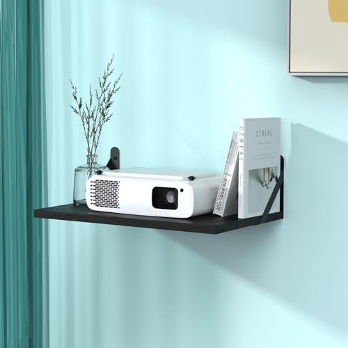 DAWASAPAT Projector Shelf,Projector Wall Mount Floating Shelf/Rack Holder Mount,PlayStation/Storage Box Modem Cable Shelf by Wood, 15.7 x 9.8(Lx W), Max Load Reach up 20lb