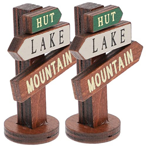 BESPORTBLE 2St Straßenschild Dekoration Dekor für den Tisch Miniatur-Puppenhaus Ornament Weihnachtsdekorationen Topfverzierung Landschaftsdekoration Zubehör Bonsai das Schild schmücken Linde