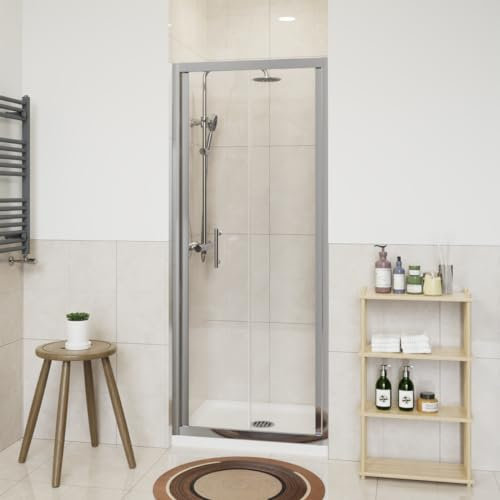 NRG 760 x 1900mm Bathroom Bi- Fold Shower Door Shower Enclosures Chrome Framed 6mm Glass