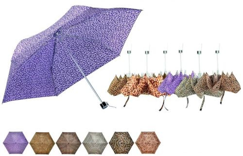 AC - Paraguas estampado de mujer, plegable, poliéster, manual, 6 varillas de aluminio/fibra, compacto, viaje, 56 cm, modelo surtido