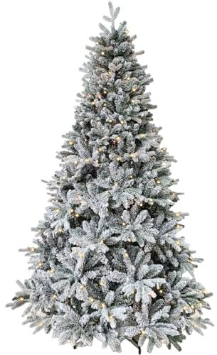 Bellapianta Albero di Natale Innevato con Luci LED Incorporate 300cm Effetto Neve Realistico Super Folto 3 metri, Borsone per Riporre l'Albero e Guanti per Montaggio Inclusi