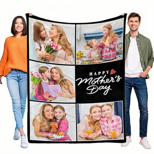 LKSCUDIY Personalisierte Decke mit Fotos,Decke mit Fotodruck Selbst gestalten Bedrucken Lassen mit Foto,Decke Personalisiert Geschenke für Kinder,Geburtstag,Familie-5Foto