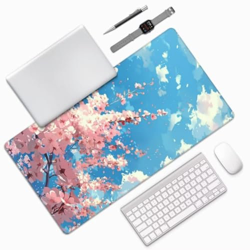 Alfombrilla Ratón XXL 1000 x 500 mm Rosa Alfombrilla Escritorio con Base de Goma Antideslizante, Protector Escritorio Lavable Mouse Pad Extendida Alfombrilla Gaming para Accesorio Oficina Flor yw432