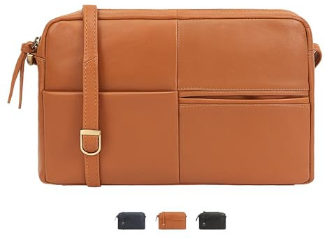 Lloyd Baker Schulter-Organizer-Tasche Batian: Premium Glattleder Umhängetasche für Eleganz im Alltag - mehrere Fächer - Reißverschluss oben, hautfarben, 30 x 20 x 7