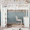 BTM Single Bunk Bed for Kids, Loft Bed with Desk, 4 Drawers, 4-step Ladder and 3 Rows of Shelves under the Lower Bunk, Multi-Drawer Design, White, 3FT-90x190cm (No Mattress)