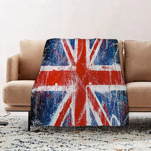 EOMKSE Kuscheldecke Flauschig Decke - weiche warme Fleecedecke 150x200cm als Decke Sofa,Retro die Union Flagge von Großbritannien Union Jack rot Marineblau,Wohndecke oder Couchdecke überwurf
