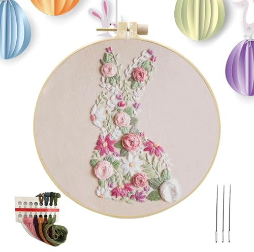 Ostern Stickset, Häschen Stickset, Anfänger Stickset, Stickset für Erwachsene, Nähsets für Erwachsene, Stickrahmen Kit, Ostern Nähset, Klassische Stickstiche Häschen Sewi