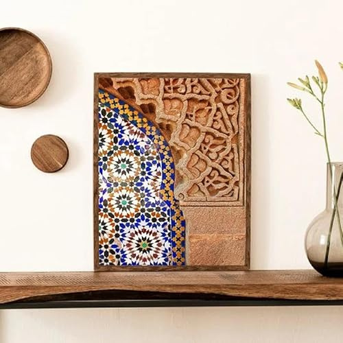 Boho Marokkanische Wandkunst Leinwandmalerei Poster Drucke Marrakesch Architektur Wanddekor Terrakotta Kunst Bild Dekoration 21X30Cm Kein Rahmen