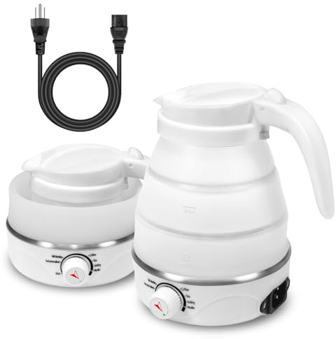WONDER POINT Hervidor eléctrico plegable de viaje de calentamiento rápido de 600 W, hervidor plegable para agua hirviendo, portátil para viajes al aire libre, imprescindible para té y café, silicona