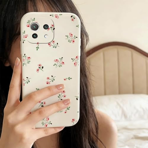 QIODAYI Kompatibel mit Xiaomi 11 Lite 5G NE/Mi 11 Lite 4G 5G | Aromatische Kleine Blumen TPU Silikon Handy-Hülle