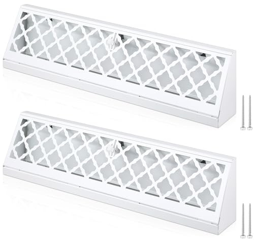 Blulu 4 Pcs 15 Inch Baseboard Register Duct Opening Size Modern Design Vent Covers for Home Floor Wall Baseboard Air Covers Supply Floor Diffuser Including Screws (White)