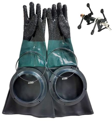 Peosaard Gas Pump Glove, 1 Pair Sandblasting Gloves, 24 Inch Heat-resistant Non Slip Rubber Sandblasting Cabinet Gloves for Sand blasting Cabinet, Aquarium
