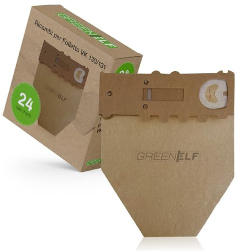 24 Sacchetti Folletto VK130/131 – Compatibili in Carta ad Alta Filtrazione per Aspirapolvere Folletto – Sacchetti Folletto vk 130/131, 4 ANNI DI FORNITURA