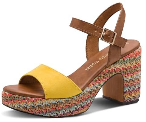 Marco Tozzi Damen Sandale weiches Feel Me Fußbett Vegan Vegan, gelb (LEMON COMB), 39 EU