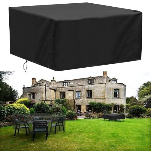 UKIXOM Abdeckung Gartenmöbel Winterfest, 300x150x120cm/LxWxH Wasserdicht Abdeckplane 420D Oxford Gewebe Abdeckhaube Gartentisch Rechteckig,Schutzhülle Tisch für Gartentisch Sitzgruppe
