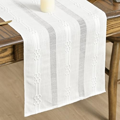 Artoid Mode Bauernhaus Rustikal Landhausstil Weiß Tischläufer 33x183 cm, Küche Tisch Geburtstag Vintage Drinnen Urlaub Party Dekor